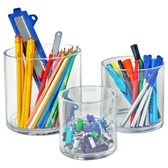 Azar Displays 4", 5", 6" Dia. Deluxe Clear Acrylic Cylinder Bin Set for Counter image {1}