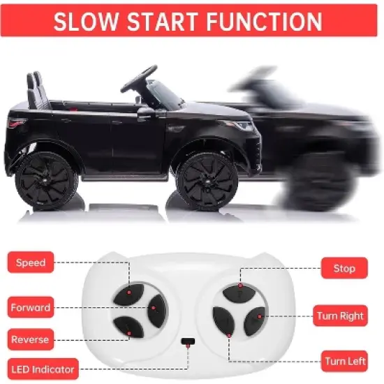 12V Kids Ride On Car with Remote Control, LED Lights, Music, 3 Speeds, Licensed Land Rover Velar Ride On Toy for Toddlers Ages 3+ image {7}