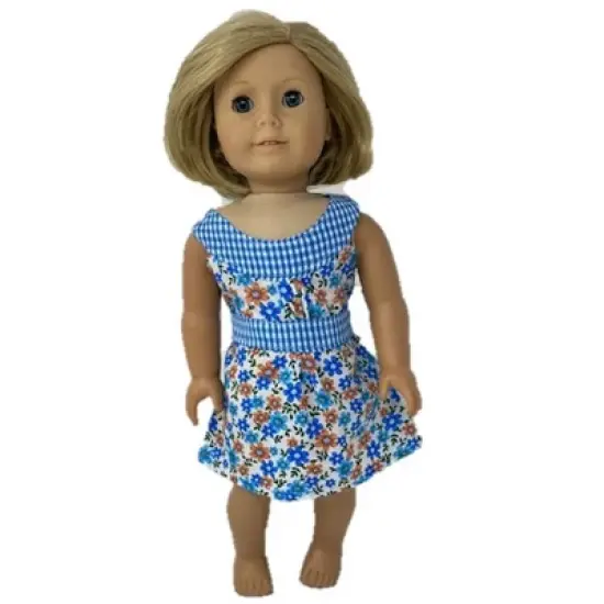Size 10 Matching Girl And Doll Blue Flower Sundress image {3}