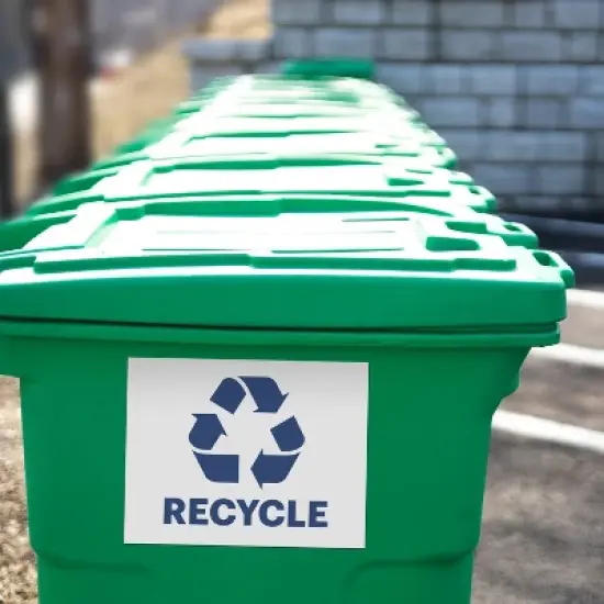 Avery Recycle Stickers, Blue Recycle Signs for Bins, Containers, Trash Cans and Walls, Waterproof, UV Resistant, Preprinted, 8-1/2" x 11", 2 Total image {3}