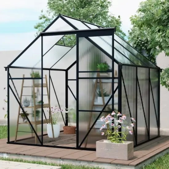 Outdoor Patio 6x6 FT Greenhouse, Heavy Duty Walk-in Greenhouses, Greenhouse with Sliding Door, Greenhouse with Aluminum Frame-Coolbibila image {9}