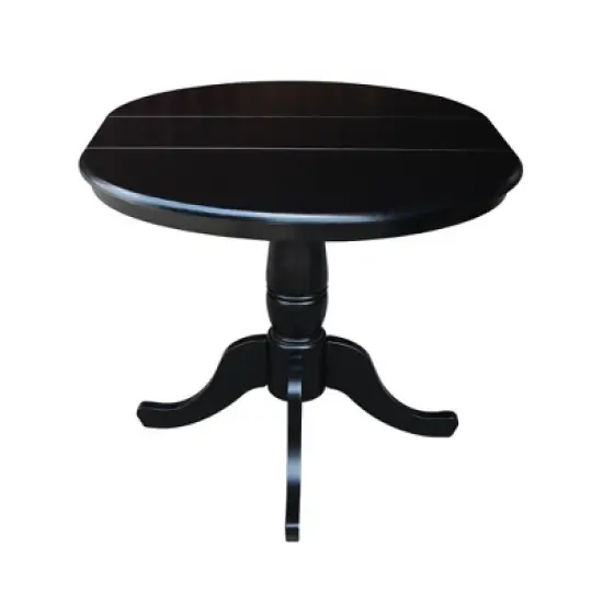36" Round Top Pedestal Dining Table with 12" Drop Leaf - International Concepts image {5}