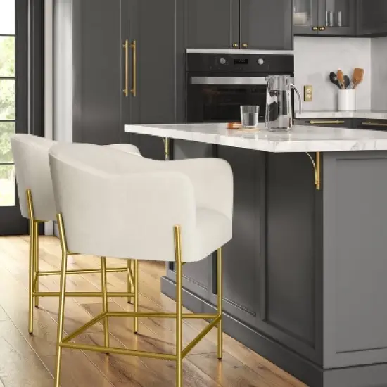 Gladden Barrel Counter Height Stool Cream Boucle/Brass - Opalhouse&trade; designed with Jungalow&trade; image {1}