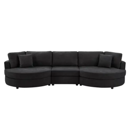 Christopher Knight Home Baldum Modern 3-Seater 129" Chenille Upholstered Sofa with Curved Design and Thick Cushions image {4}