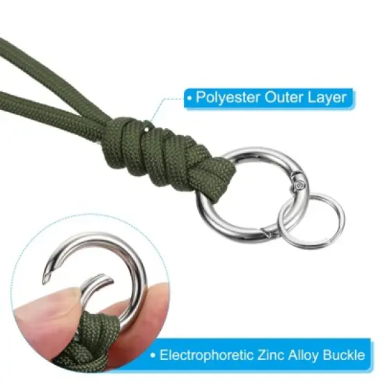 Unique Bargains Braided Wrist Strap Key Whistle Wallet Badge Lanyards 8.3" with Spring O Rings image {4}