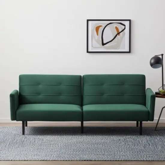 Comfort Collection Futon Sofa Bed with Buttonless Tufting - Lucid image {14}