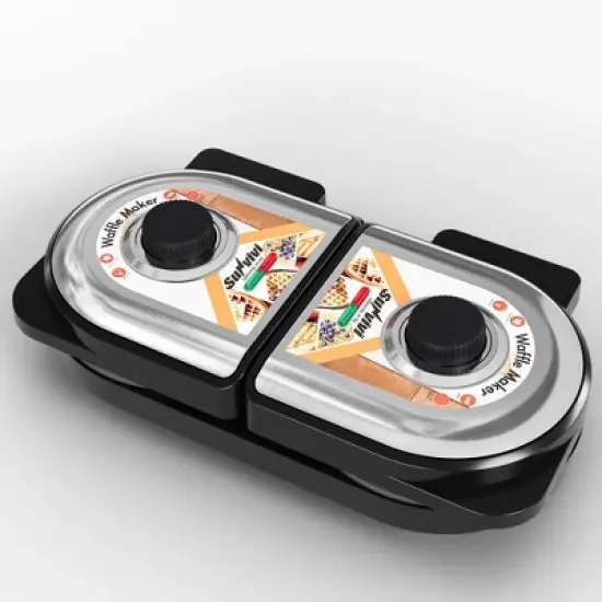 Heynemo Dual Waffle Maker: Heart Waffle & Classic Waffle Iron with 2 Adjustable Temp Knobs, Nonstick Waffle Machine with Indicator Light image {1}