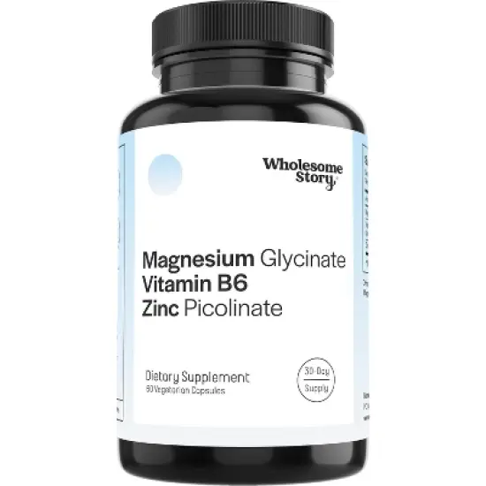 Wholesome Story Magnesium Glycinate + Vitamin B6 + Zinc Picolinate Capsules, Supports Reproductive Health and Hormonal Balance, 60ct image {4}