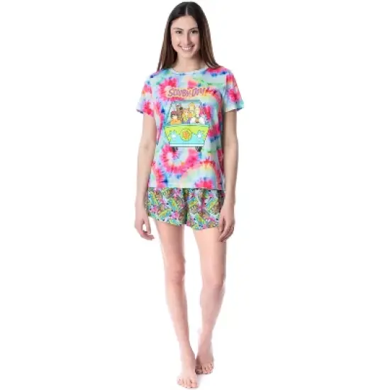 Scooby-Doo Womens' Mystery Machine Tie Dye Sleep Pajama Set Short Multicolored image {4}
