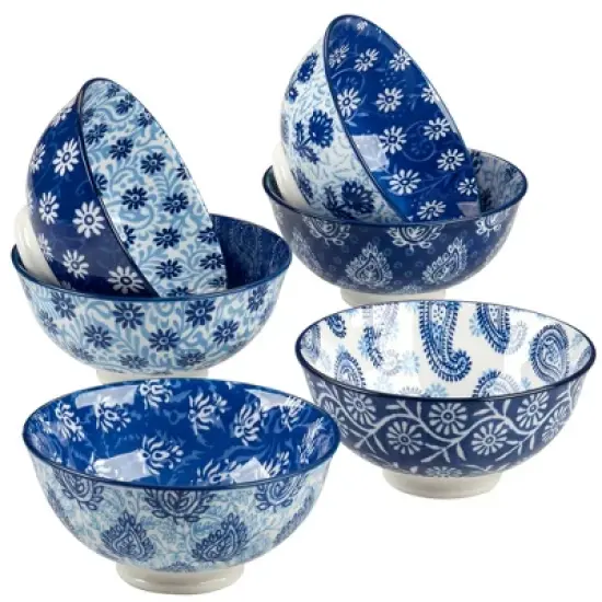 Certified International Set of 6 13pc Carnival All Purpose Bowls Blue image {10}