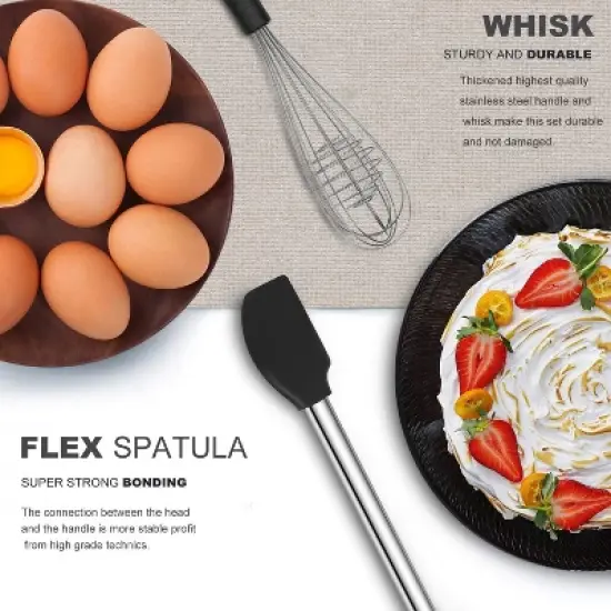 Attop Kitchen Utensil Set-Silicone Cooking Utensils-33 Kitchen Gadgets & Spoons for Nonstick Cookware-Silicone and Stainless Steel Spatula Set image {3}