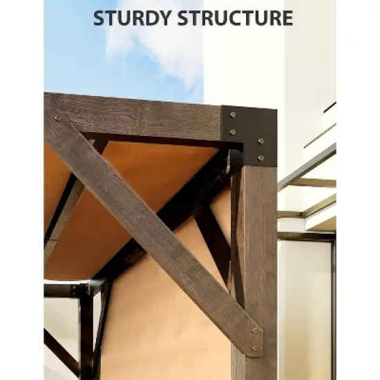 12 X 20 FT Wood Pergola, Retractable Shade Canopy, Outdoor Wood Pergola with Canopy, for Deck, Garden, Backyard image {3}