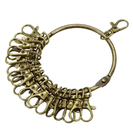 Unique Bargains Key Organizer Keychain Key Management Holder with Buckle Ring for Office 3.4 Inch Dia Bronze image {6}