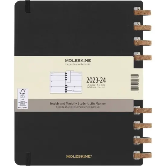 Moleskine 2023-24 Academic Spiral Planner 8"x9.25" Midnight Black image {9}
