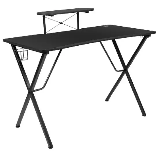Emma and Oliver Gaming Desk & Chair Set with Cup Holder, Headphone Hook, and Monitor Stand image {7}