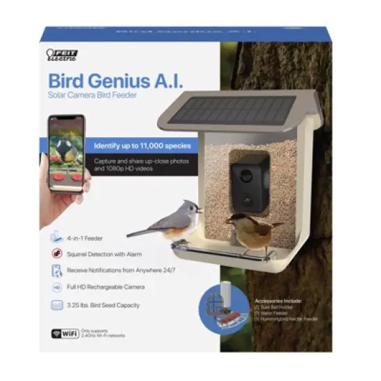 Feit Bird Genius Smart Feeder Wild Bird 2.5 L Plastic Bird Feeder 1 ports image {1}