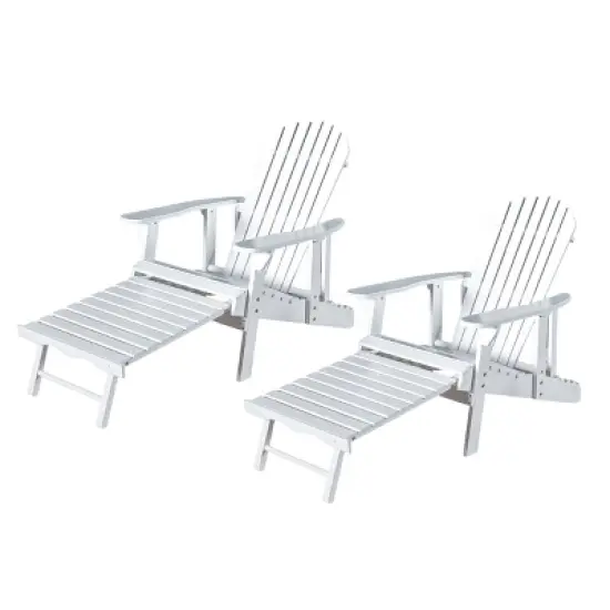 Hayle 2pk Wood Reclining Adirondack Chair with Footrest - Christopher Knight Home image {4}
