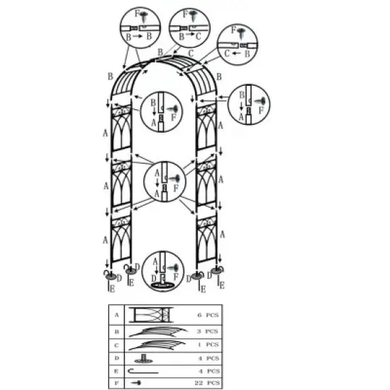 8FT Garden Arch Arbors, Reinforced Wedding Arbor with Ground Anchors, Rustproof Outdoor Trellis for Climbing Roses image {3}