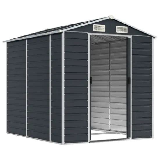 vidaXL Garden Shed Galvanized Steel - Anthracite 75.2 x 84.6 x 78 in image {2}