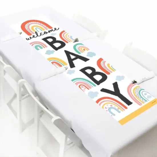 Big Dot of Happiness Hello Rainbow - Boho Baby Shower Front Door Decoration - Vertical Banner image {3}