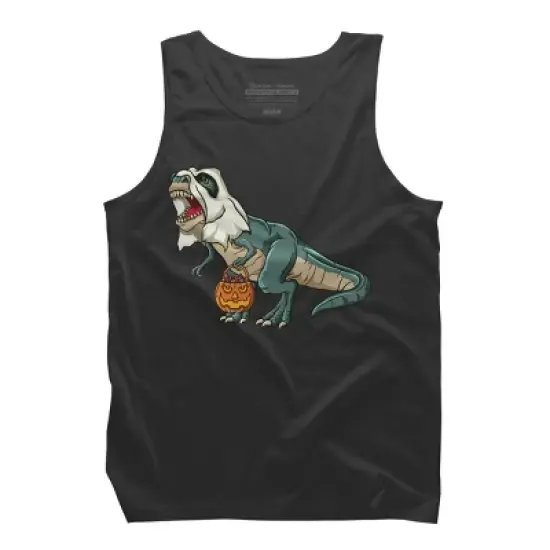 Men's Design By Humans Trex Ghost Costume Design Funny Halloween Dinosaur By Threadlets Tank Top image {5}