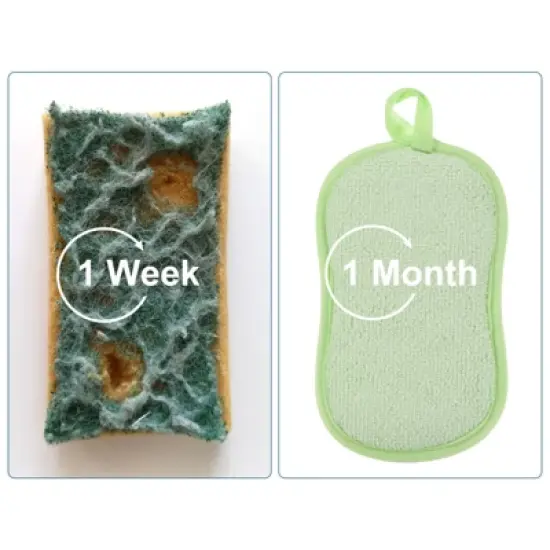 Unique Bargains Kitchen Non-Scratch Microfiber Dual-sided Dish Sponges 10 Pcs image {4}