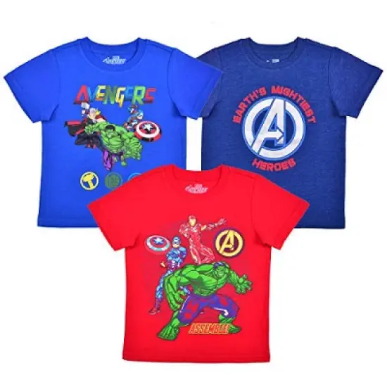 Marvel Boy's 3-Pack Avengers Assemble Graphic Short Sleeve Tees for kids image {7}