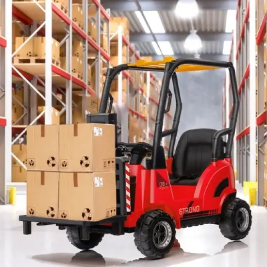 Acekool 12V Kids Electric Forklift Ride-On with Tent, Liftable Fork, Remote Control, Music & USB image {4}