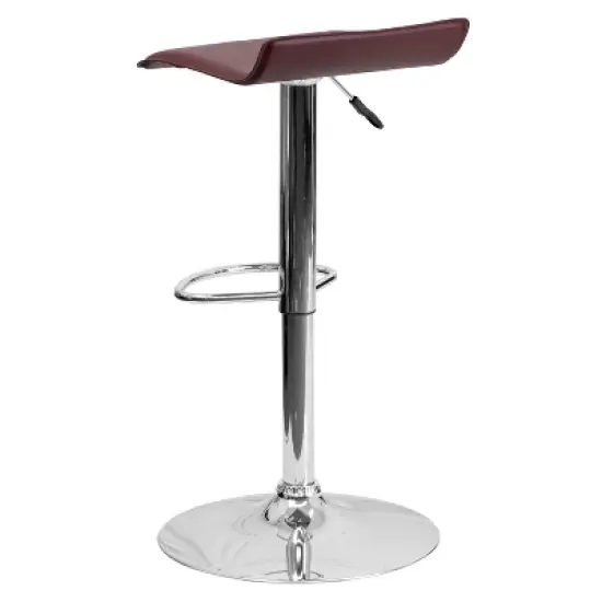 Emma and Oliver Solid Wave Seat Vinyl Adjustable Height Barstool with Chrome Base image {6}