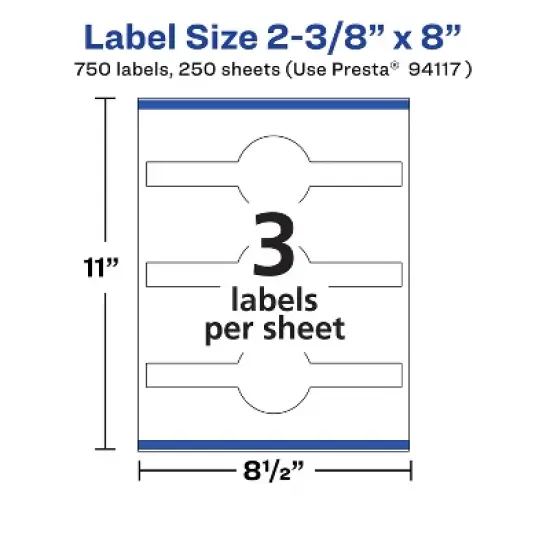Avery Matte White Wraparound Band Labels with Sure Feed, 2-3/8" x 8", 750 White Labels, Permanent Label Adhesive, Laser/Inkjet Printable Labels image {3}
