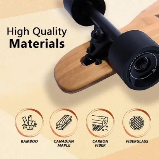 Magneto Bamboo Longboards| 42&rdquo; x 9&rdquo; | Cruising, Carving, Free-Style, and Downhill (Bamboo Drop & Fiberglass Through Longboard) image {4}