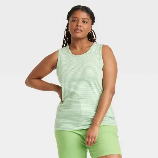 Houston White Adult Tank Top - Green Striped image {3}