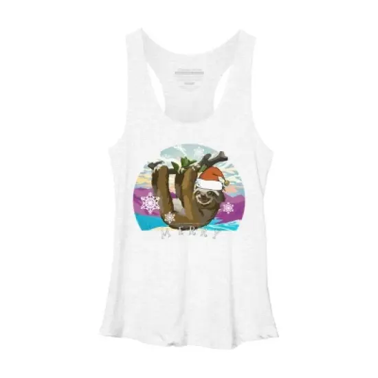 Women's Design By Humans Merry Slothmas - Funny Christmas Pajama for Sloth Lovers&Acirc; By TELO213 Racerback Tank Top image {5}