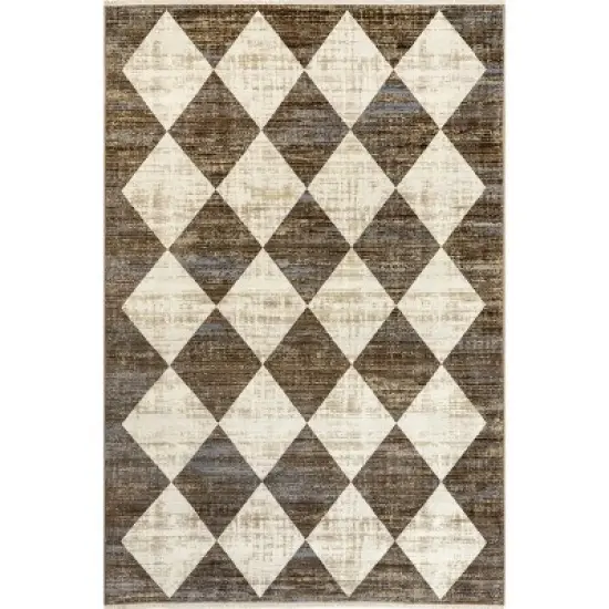 Meline Checkered Fringe Area Rug image {11}