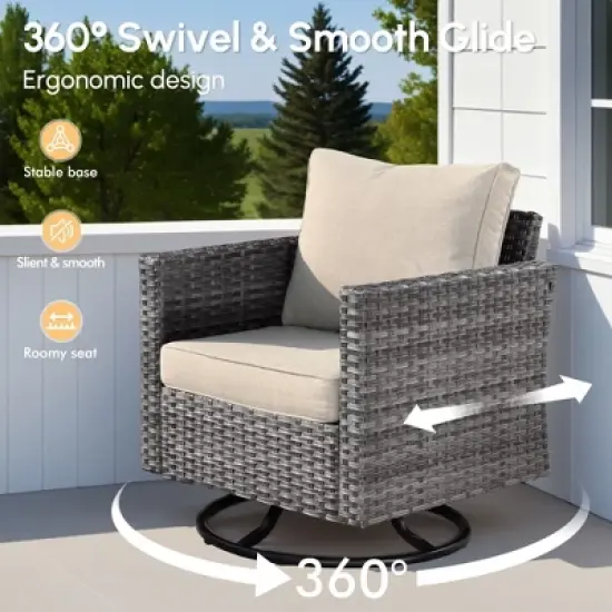 XIZZI Modular Outdoor Patio Furniture Set w/ Optional Coffee Table, Swivel Chair & Firepit - All-Weather, Waterproof & UV-Resistant image {5}