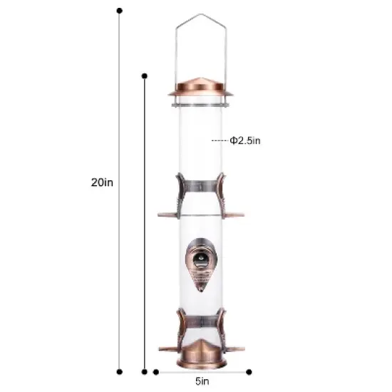 Snynuxx Metal Bird Feeder Tube Hanging, Steel Hanger Great for Attracting Birds (Antique Copper) image {8}