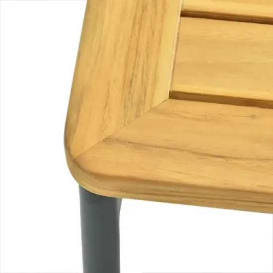 L Shaped Configuration Patio Sectional Sofa Set Performance Foam Seating & Structural Steel Frame + Tropical Wood Grain Coffee Table Ensemble image {7}