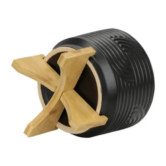 Sagebrook Home 7"x7" Abstract Ceramic Planter Pot on Stand Black image {3}