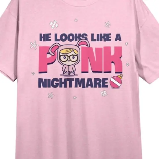 A Christmas Story Me Looking Like a Pink Nightmare Women's Pink Short Sleeve Sleep Shirt image {1}