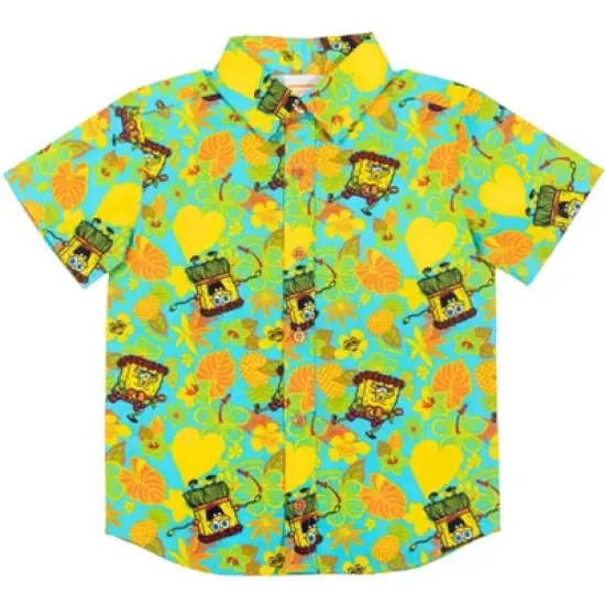 SpongeBob SquarePants Short Sleeve Button Down Shirt Blue image {8}
