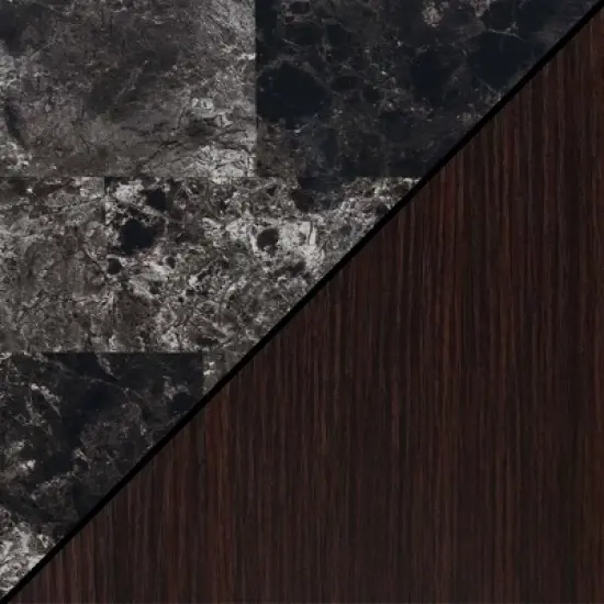 Uptown Wine Bar with Cabinet Faux Black Marble/Espresso - Breighton Home image {6}