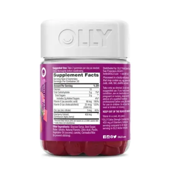 OLLY Extra Strength Immunity Gummies - Elderberry - 60ct image {3}