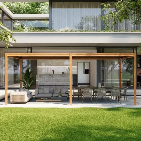 Mondawe Outdoor Louvered Pergola 10X20FT, Aluminum Pergola with Adjustable Roof and Efficient Drainage System image {1}