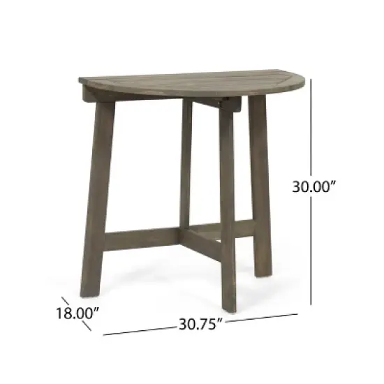 GDFStudio Pavillion Outdoor Acacia Wood Half Round Bistro Table image {2}