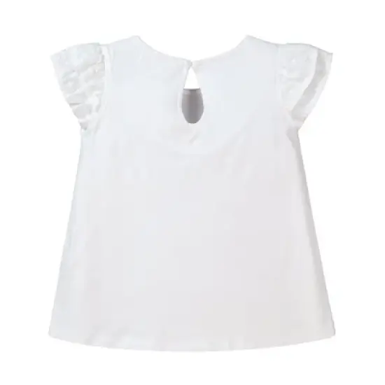 Hope & Henry Girls' Organic Cotton Knit Top with Woven Flutter Sleeves, Infant image {3}