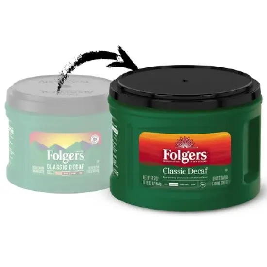 Folgers Classic Medium Roast Ground Coffee - Decaf - 19.2oz image {1}