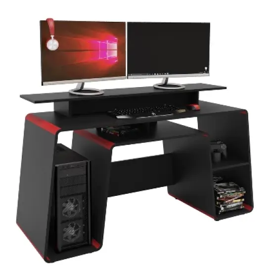 San Diego Gaming Desk Red and Black - Polifurniture image {3}