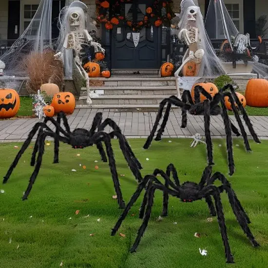 Joyfy 3pcs Halloween 63'' Hairy Huge Realistic Spiders, Indoor Outdoor and Yard Creepy Decor,Halloween Party Garden Haunted House Decorations image {8}