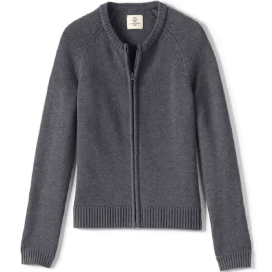 Lands' End School Uniform Girls Cotton Modal Zip-front Cardigan Sweater image {4}