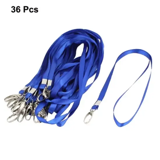 Unique Bargains Metal Nylon Blue Badge Lanyards 30 x 0.35 Inch 36 Pcs image {1}